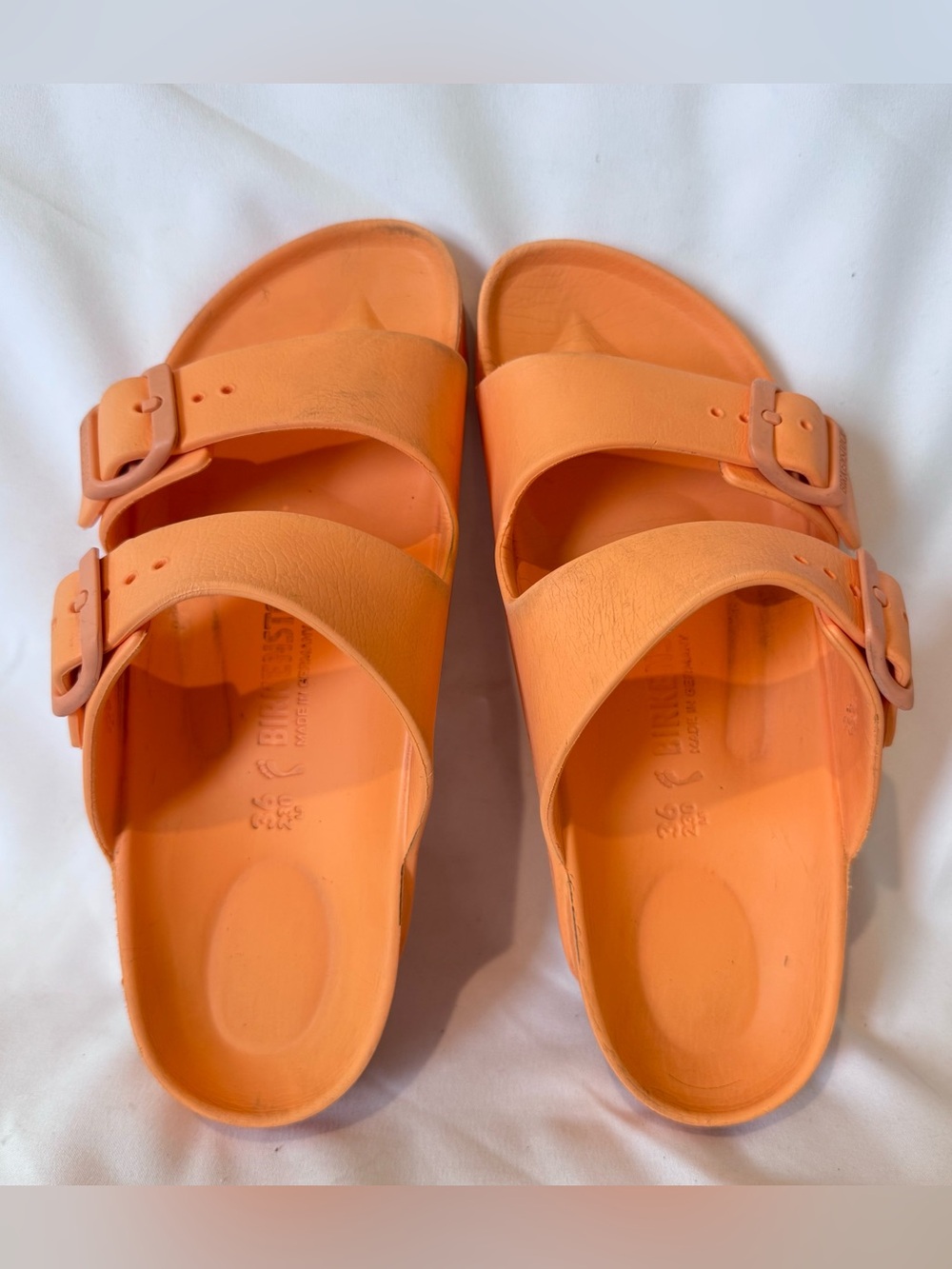 Birkenstock Orange Arizona Essentials EVA Sandals Papaya Orange Womens 36 Boho